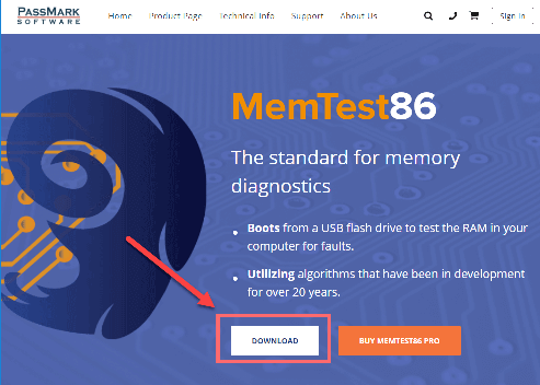 Memtest86のダウンロード