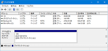 FAT32でUSBメモリを再フォーマットした状態