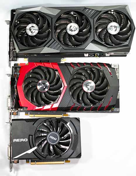 製品画像｜MSI GeForce RTX 3070 GAMING X TRIO、MSI GeForce GTX 1070 GAMING Z 8G、MSI GeForce GTX 1060 AERO ITX 3G OC