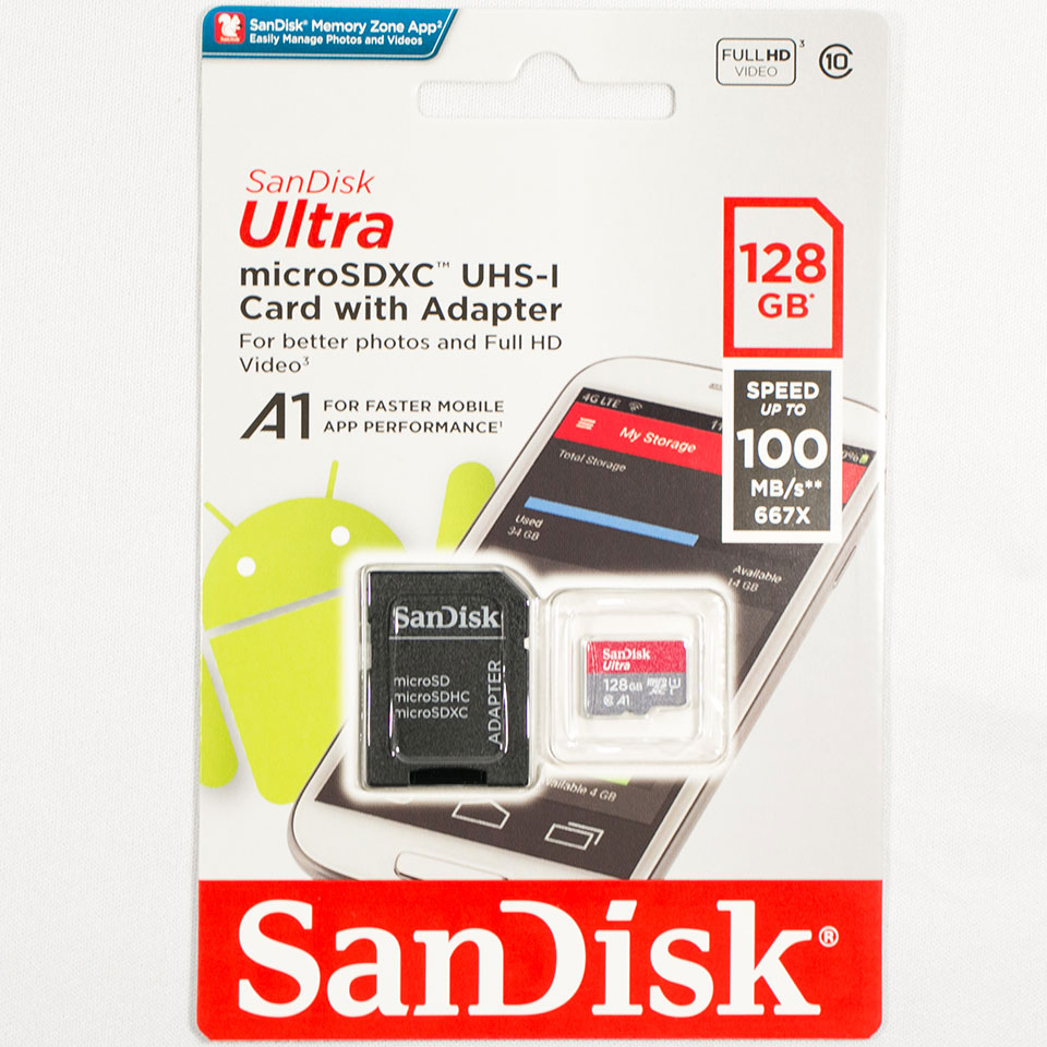 128GB microSDXCカード A2 Extreme R:190MB SDSQXAA-128G-GN6MN SanDisk U3 UHS