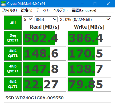 CrystalDiskMark 6.0 8GiB 「WD240G1G0A-00SS50」