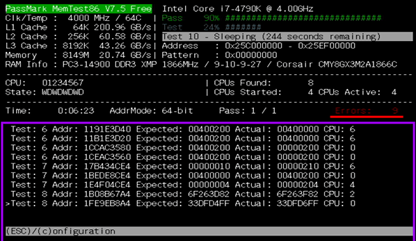 Memtest86 エラーがある場合