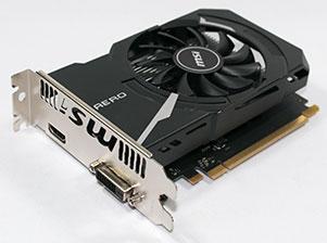 MSI GeForce GT 1030 AERO ITX 2G OC. 外観1。