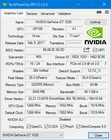 GeForce GT1030 の性能 【桜PC情報】