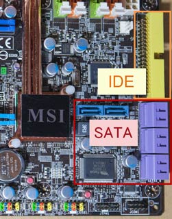 マザーボードのSATA端子とIDE端子