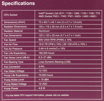 Nepton 120XL Spec