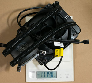 Nepton 120XL ファン取り付け後の重さ