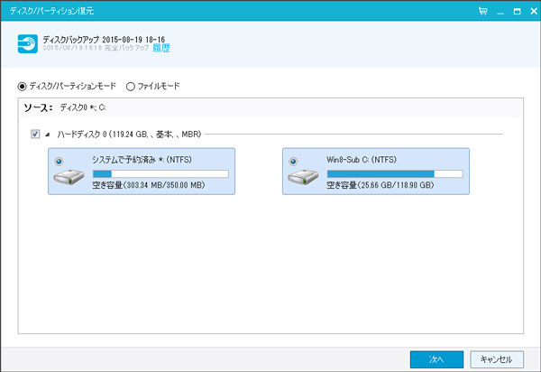 EaseUS Todo Backup Workstation ディスク/パーティションの復元