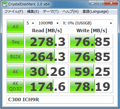 Crystal Disk Mark3.0 C300 64GB ICH9R