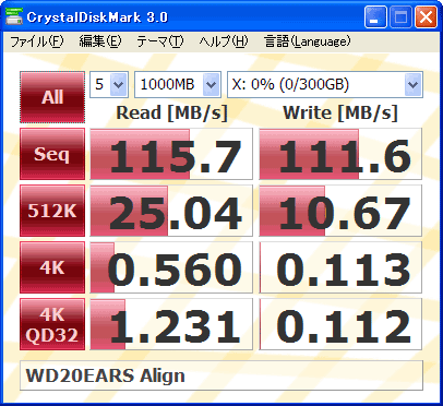 CrystalDiskMark WD20EARS XP Jumper Align