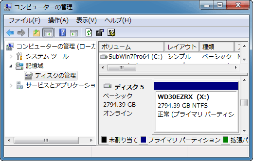 WD30EZRX フォーマット後