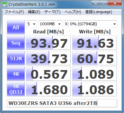 2TB CrystalDiskMark WD30EZRX 6G