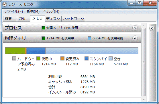 確認 pc メモリ