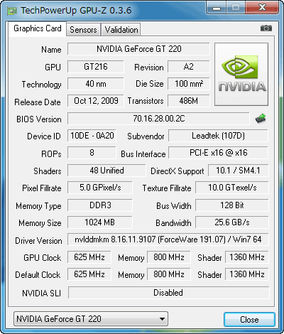 GT220 GPU-Z