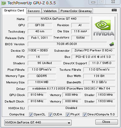 ZOTAC GeForce GT440 1GB DDR5