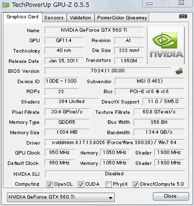 MSI N560GTX-Ti Hawk GPU-Z