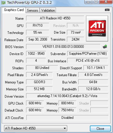 HD4550 GPU-Z
