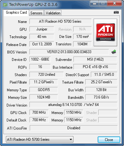 HD5750 GPU-Z